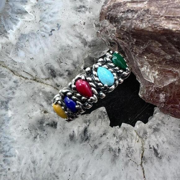 Carolyn Pollack Sterling Silver 5 Assorted Gemstone Split Shank Ring For Women - Picture 2 of 10